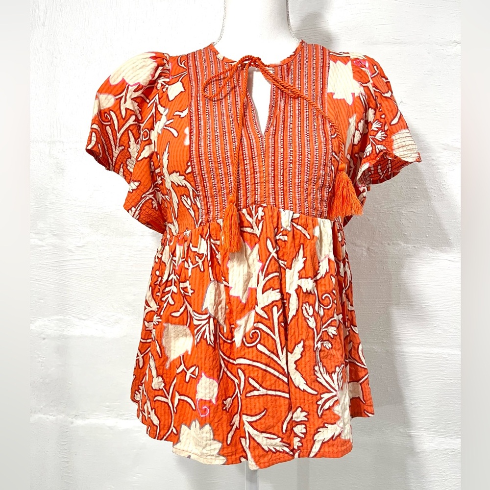 KNOX ROSE ORANGE FLORAL TOP